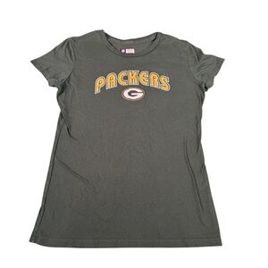 Green Bay Packers Women's NFL Apparel T-Shirt Short Sleeve Large Green Glitter